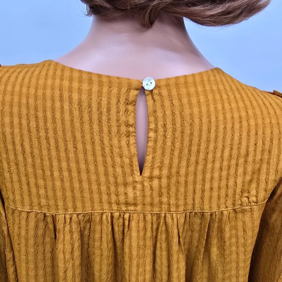 Roller Rabbit Top Blouse XS Oversized 3/4 Bell Sleeve Burnt Orange Tonal Stripe - Picture 8 of 12